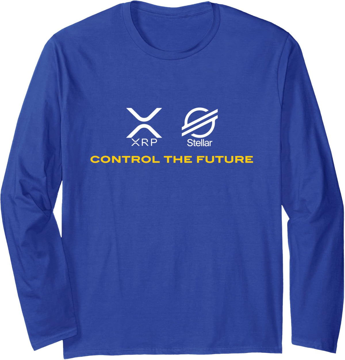 Cryptocurrency t-shirt XRP XLM Coin Control the Future Long Sleeve T-Shirt - Adult Unisex Royal Blue