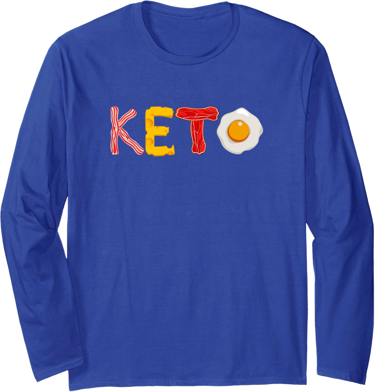 Keto Diet Ketosis Graphic Low Carb High Fat Ketogenic Diet Long Sleeve T-Shirt - Adult Unisex Royal Blue