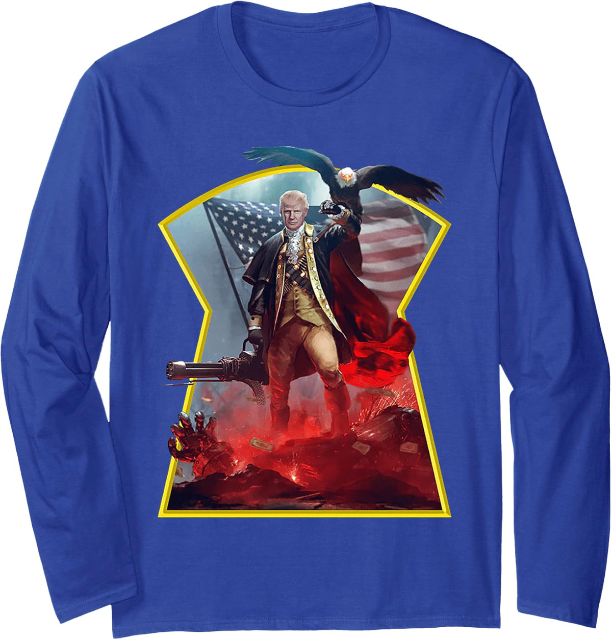 Trump America First Long Sleeve T-Shirt - Adult Unisex Royal Blue