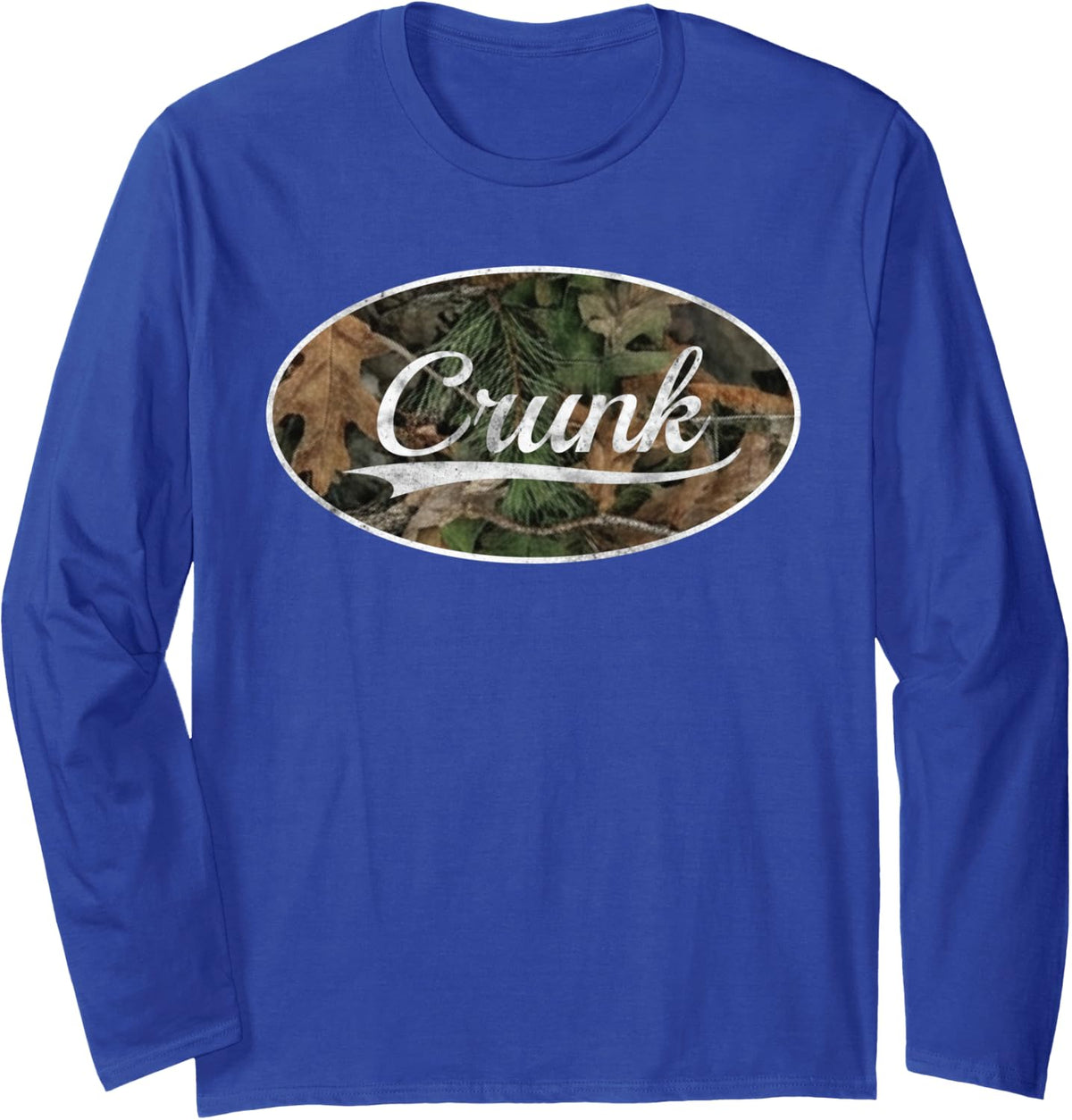 Crunk Southern Hip Hop Vintage Camouflage Style Long Sleeve T-Shirt - Adult Unisex Royal Blue