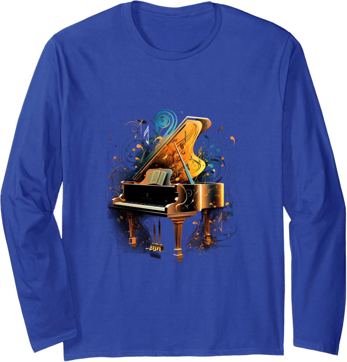 Grand Piano Player Musician Long Sleeve T-Shirt - Adult Unisex Royal Blue