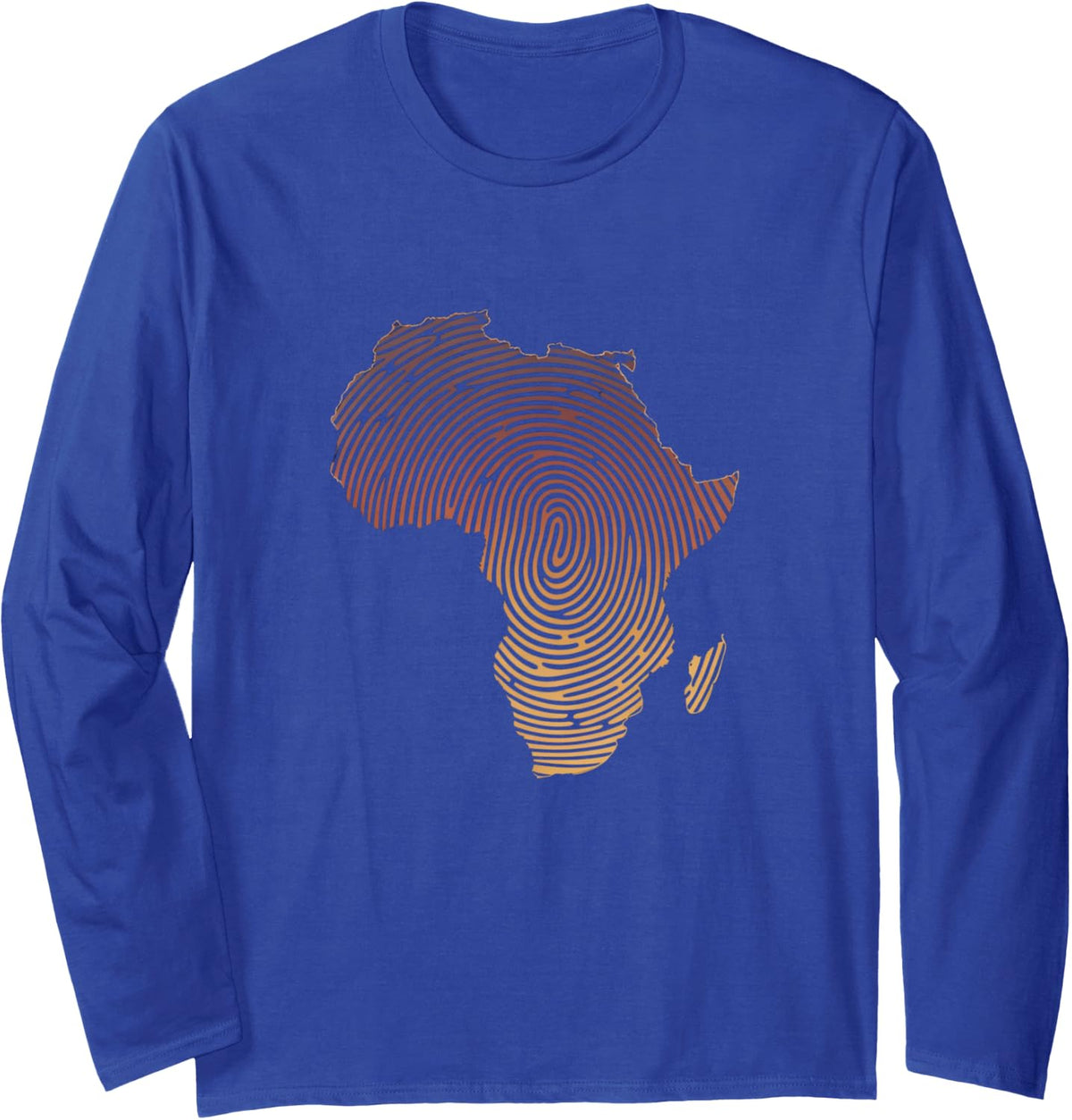 Melanin Shades Africa Map - Africa DNA Fingerprint Long Sleeve T-Shirt - Adult Unisex Royal Blue