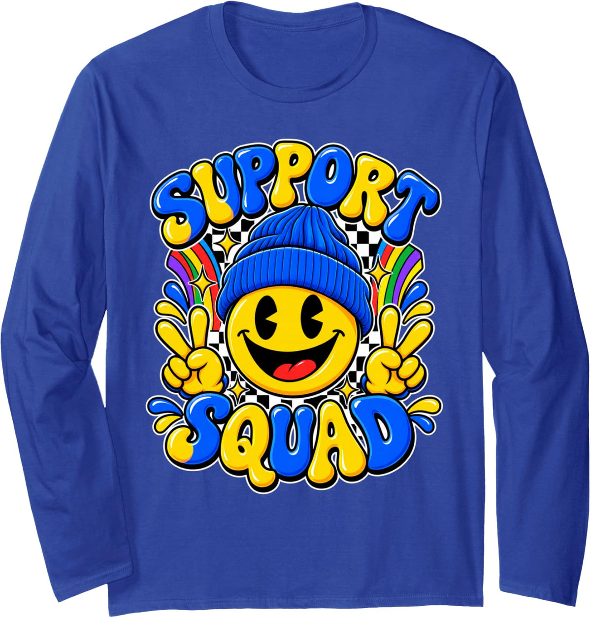 Support Squad World Down Syndrome Day Awareness Month Long Sleeve T-Shirt - Adult Unisex Royal Blue