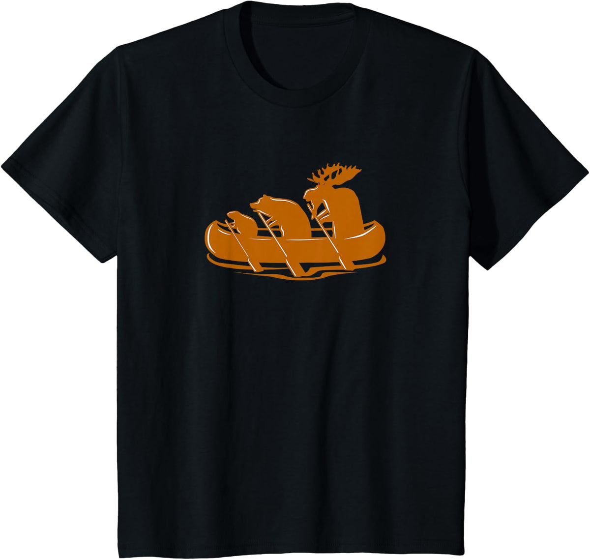 Canoeing Beaver Bear Moose Canoe Team Funny T-Shirt - Black
