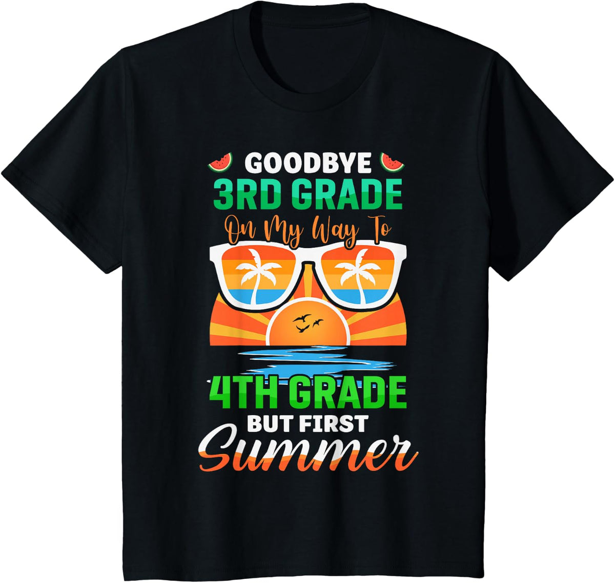 Goodbye 3rd Grade Graduation To 4th Grade Hello Summer Kid T-Shirt - Black