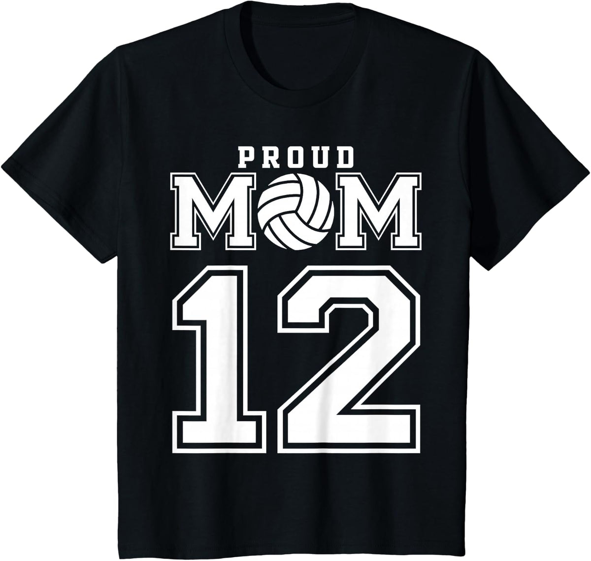Custom Proud Volleyball Mom Number 12 Personalised Women T-Shirt - Black