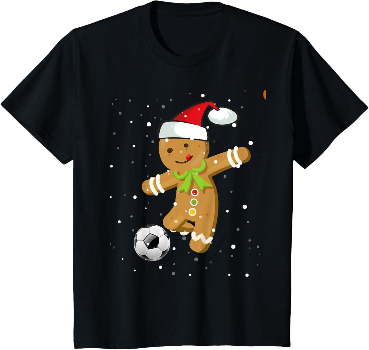 Christmas Football Soccer Gingerbread Player T-Shirt Tee for Holiday Sports Fans - Black