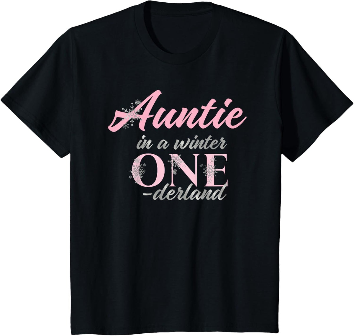 Auntie Of The Birthday for Girl Winter Onederland 1st T-Shirt - Black