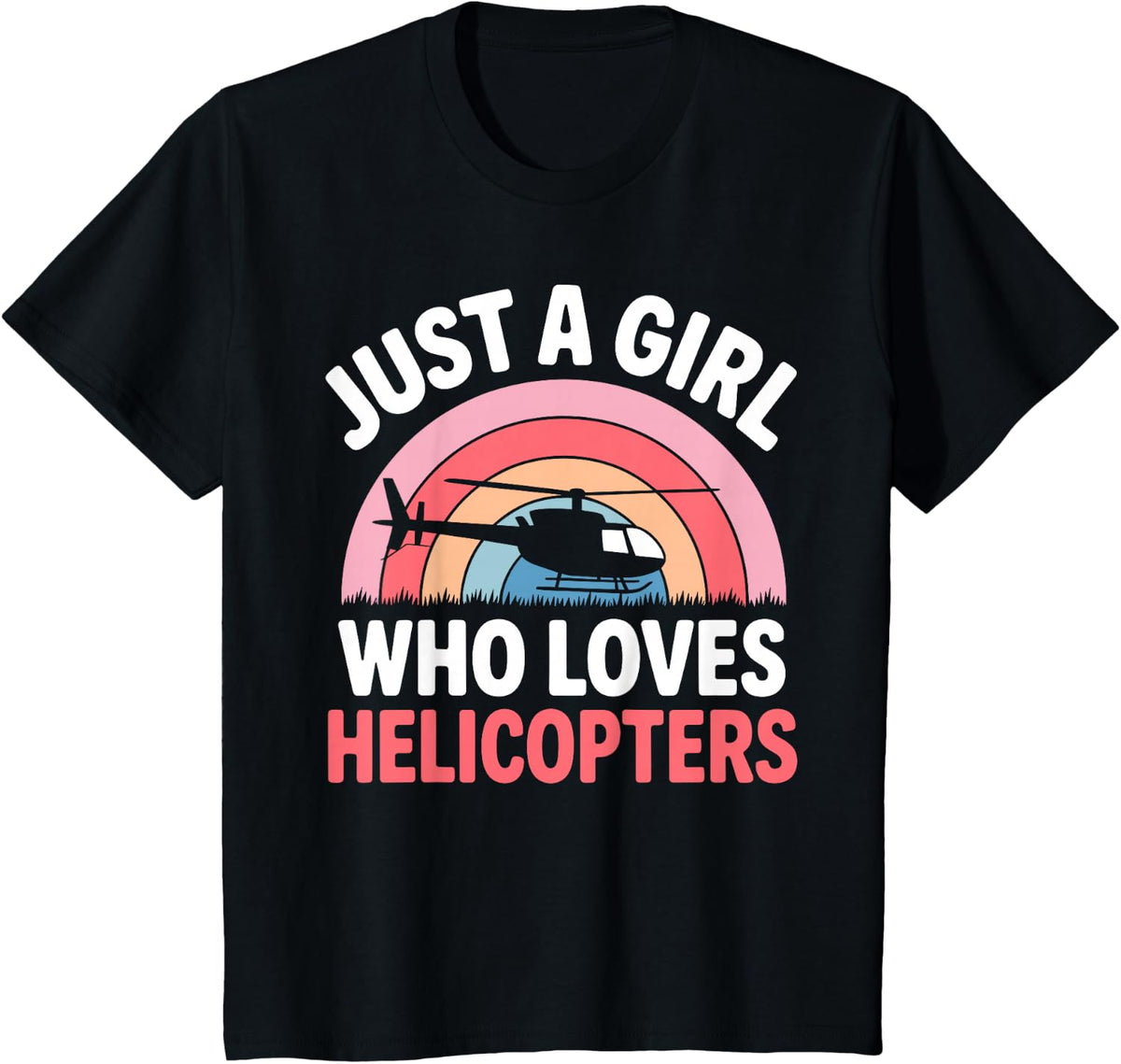 Helicopter Art for Women Girls Kid Aviation Helicopter Pilot T-Shirt - Black