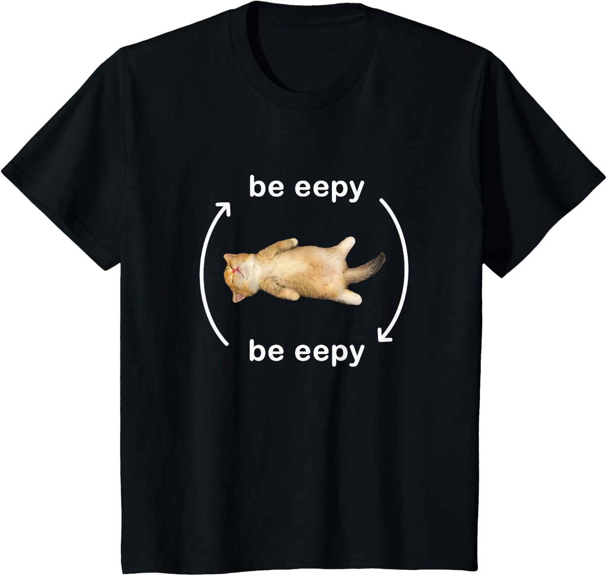 Be Eepy Silly Sleepy Cat Meme T-Shirt - Black