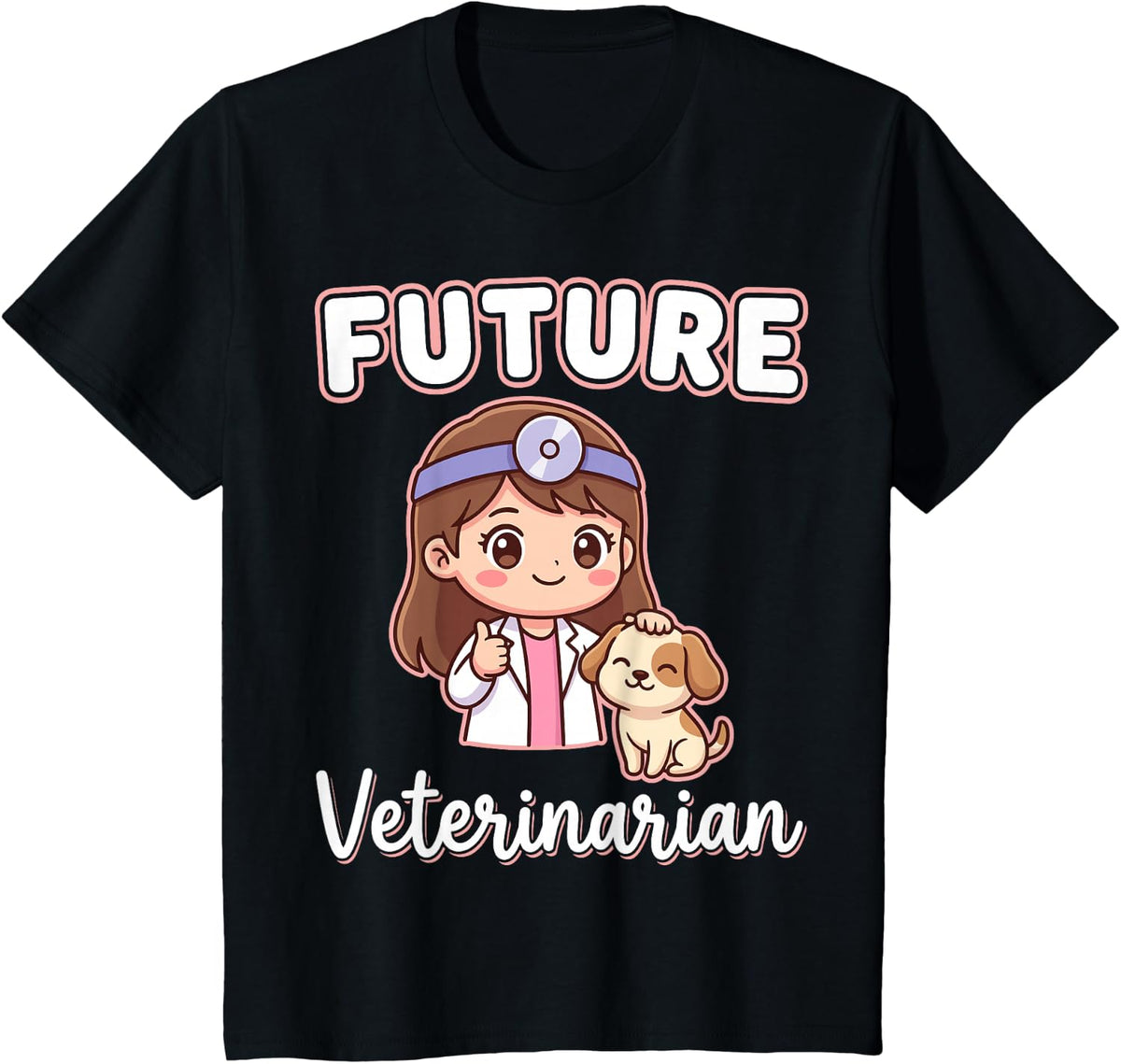 Future Veterinarian Girl Puppy Animal Doctor Vet Student T-Shirt - Black
