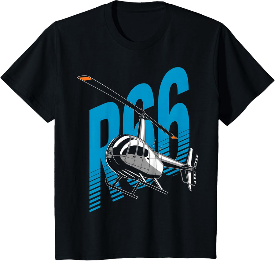 R66 Helicopter Jet Turbine Pilot T-Shirt - Black