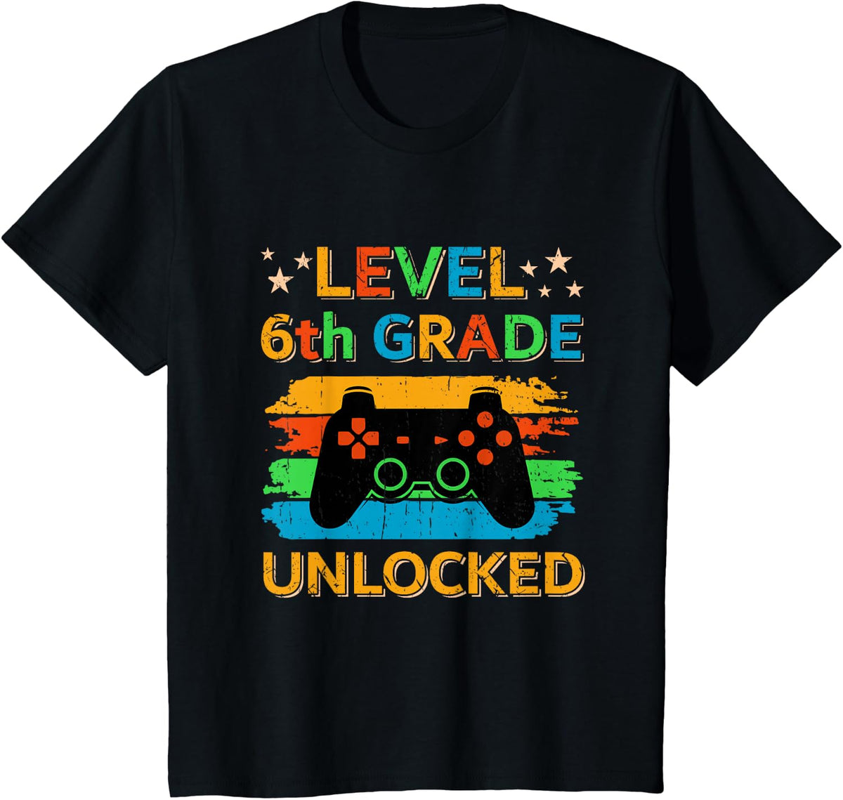 Level 6th Grade Unlocked Gaming Gamer First Day of School T-Shirt - Black