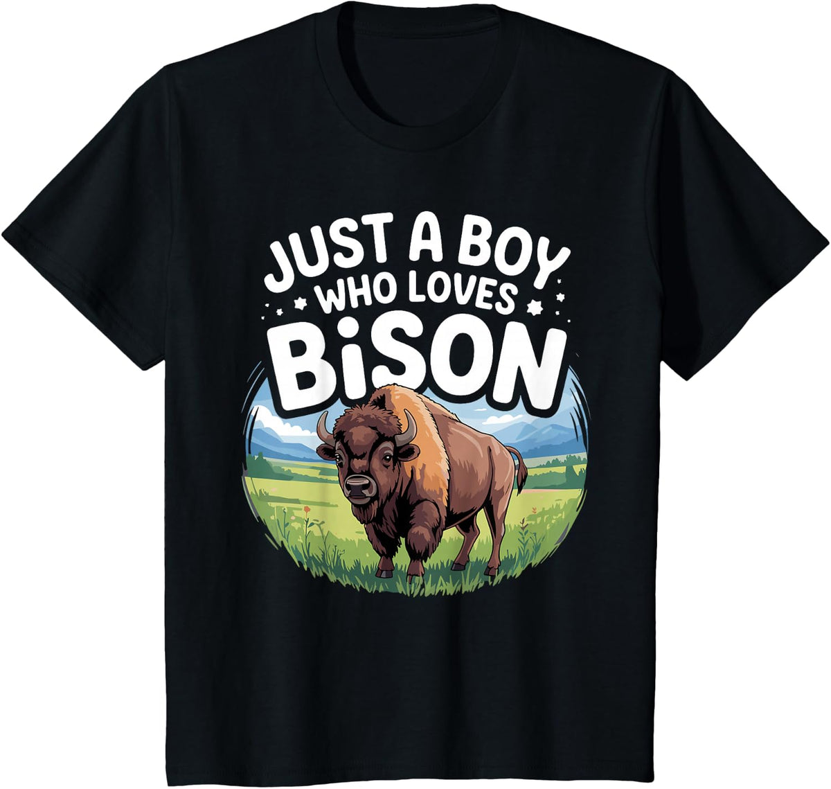Cool Bison Design for Boys Men Wildlife Buffalo Lover Bison T-Shirt - Black