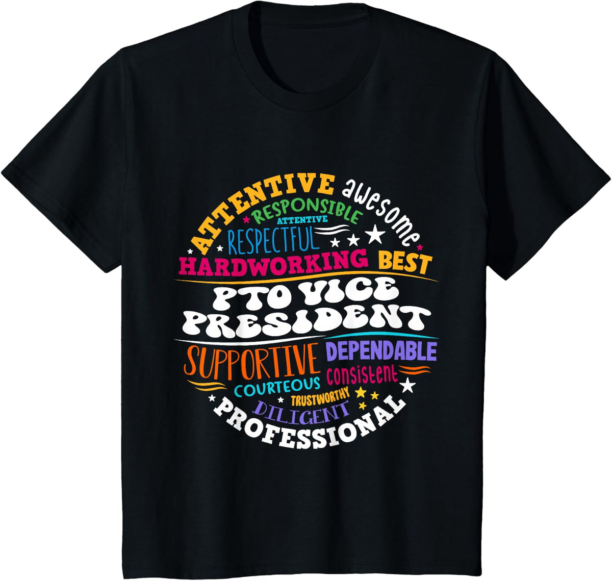 PTO Vice President Back to School Matching Parent Teacher T-Shirt - Black