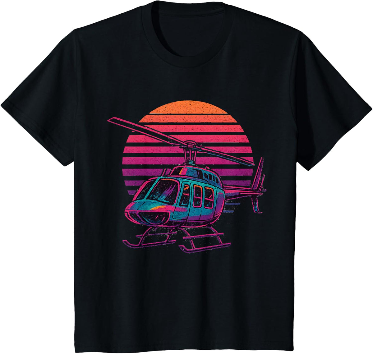 Helicopter Vaporwave T-Shirt - Black