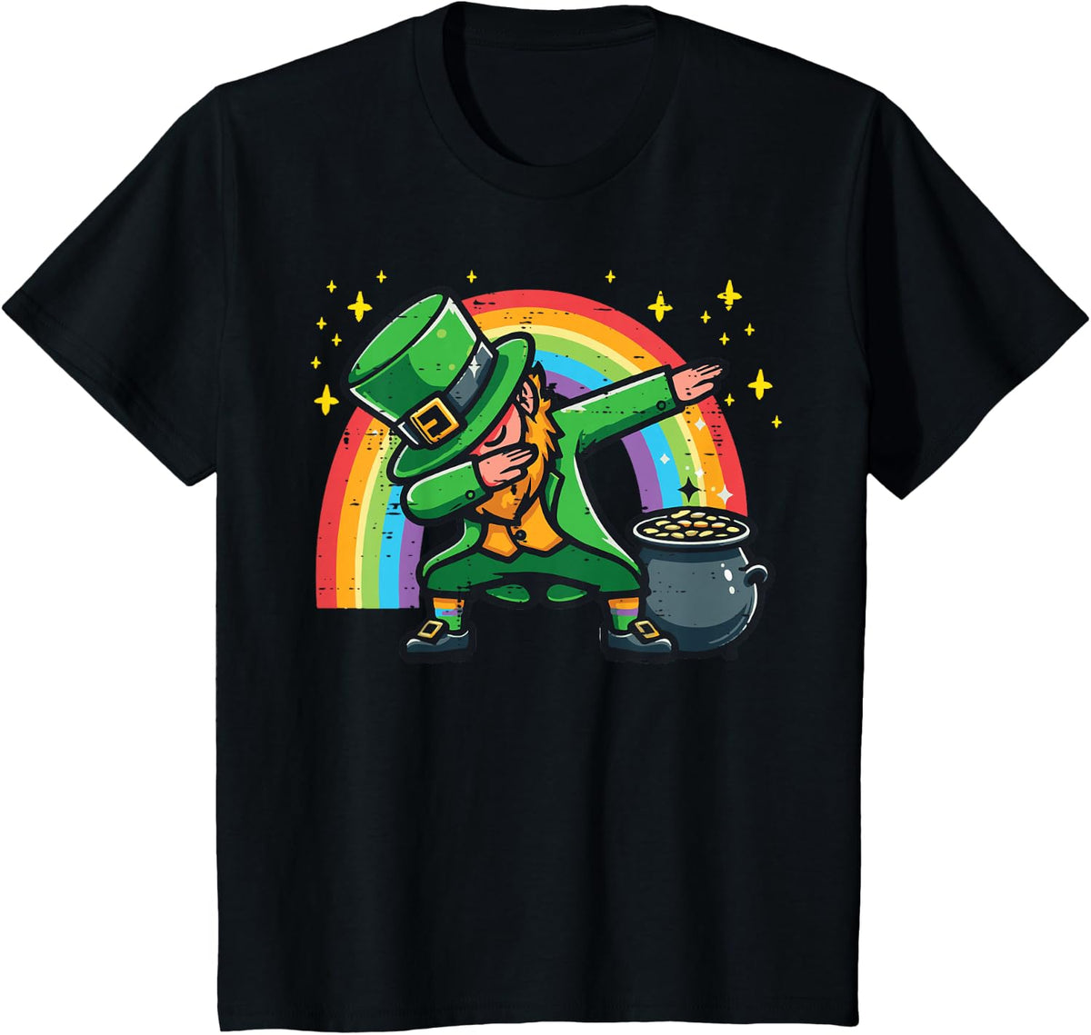 St Patricks Day Dabbing Leprechaun Funny Men Boys Kids Youth T-Shirt - Black