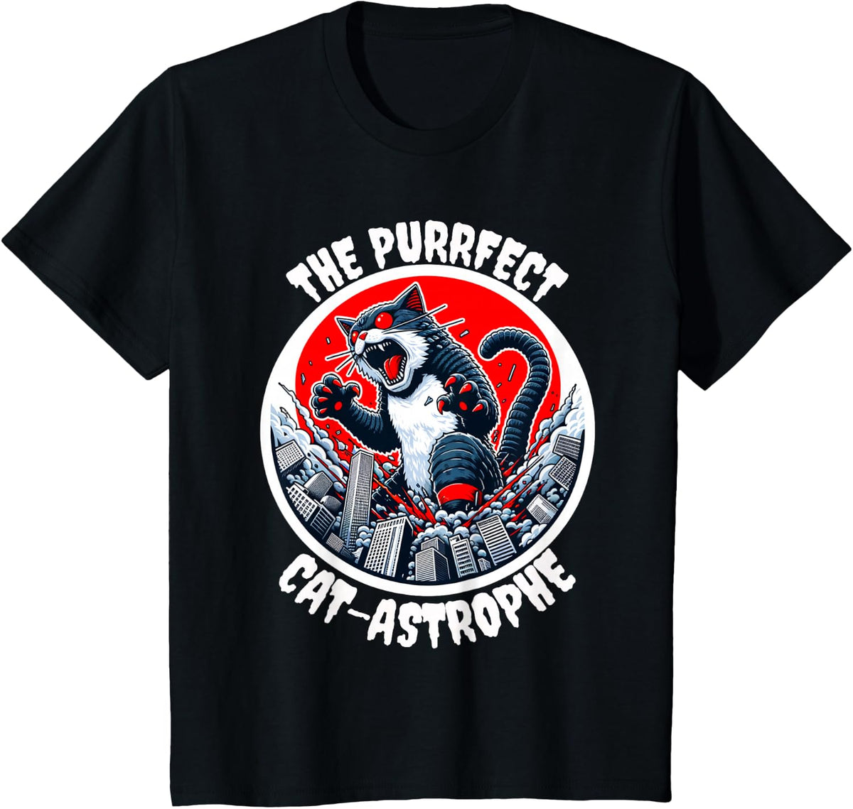 Funny Cat The Purrfect Cat-astrophe T-Shirt - Black