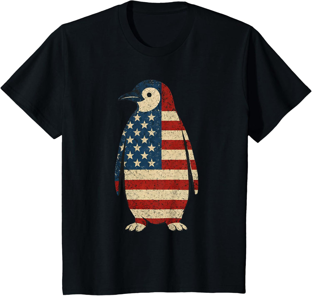 American Flag Penguin 4th of July T-Shirt - Black