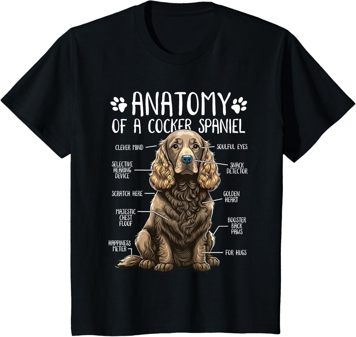 Funny Anatomy Cocker Spaniel Dog Cocker Spaniel Lover T-Shirt - Black