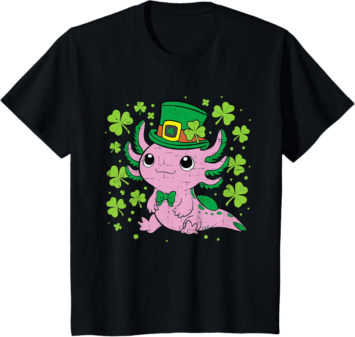 Cute Axolotl Kawaii Leprechaun St Patricks Day Saint Pattys T-Shirt - Black