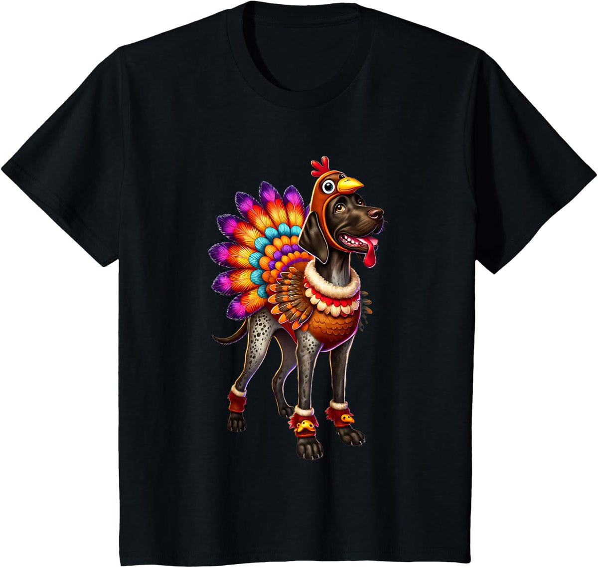 German Shorthaired Pointer Turkey Funny Thanksgiving Animal T-Shirt - Black