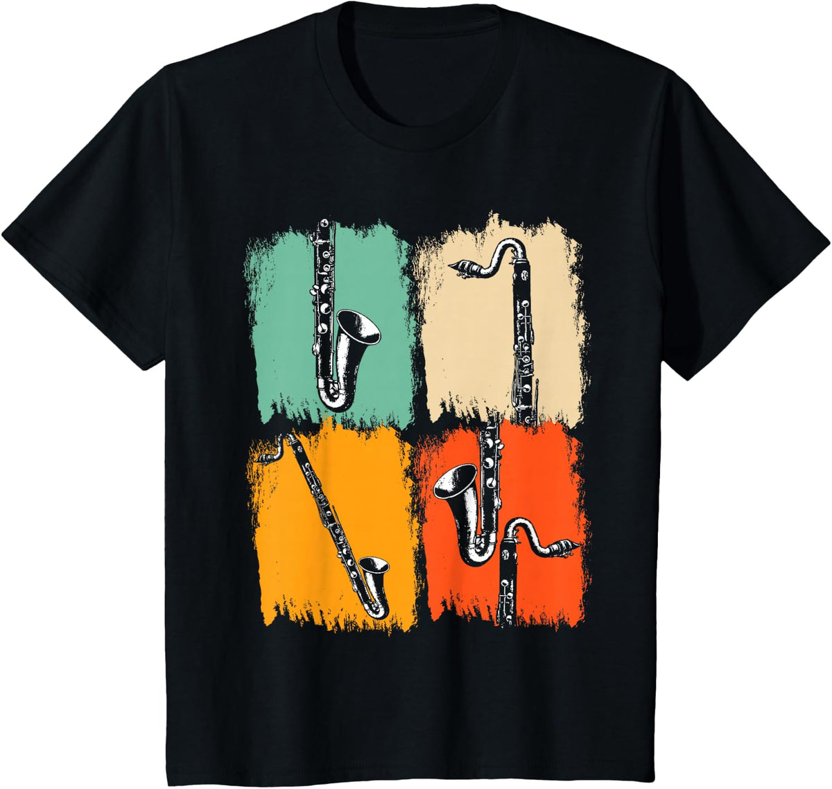Marching Band Music Gift Retro Pop Art Bass Clarinet T-Shirt - Black