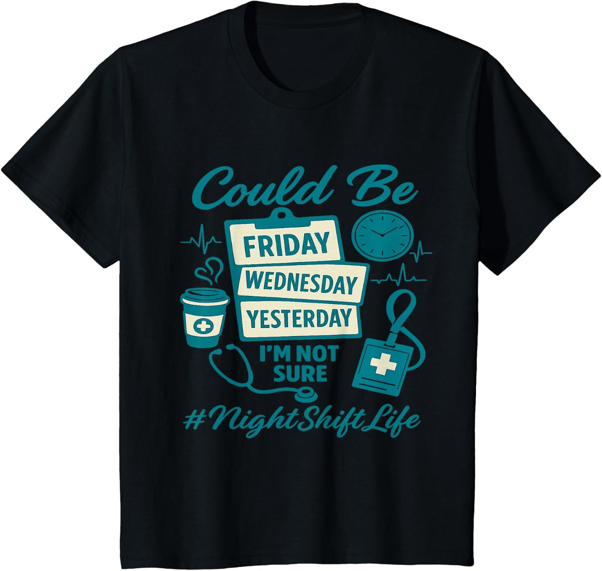 Funny Nursing Night Shift Life Squad Nurse Week T-Shirt - Black