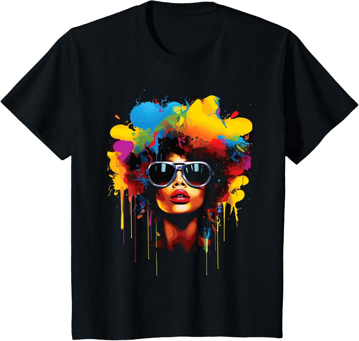 Black Queen Dripping Afro Melanin Juneteenth T-Shirt Tee For Women - Black