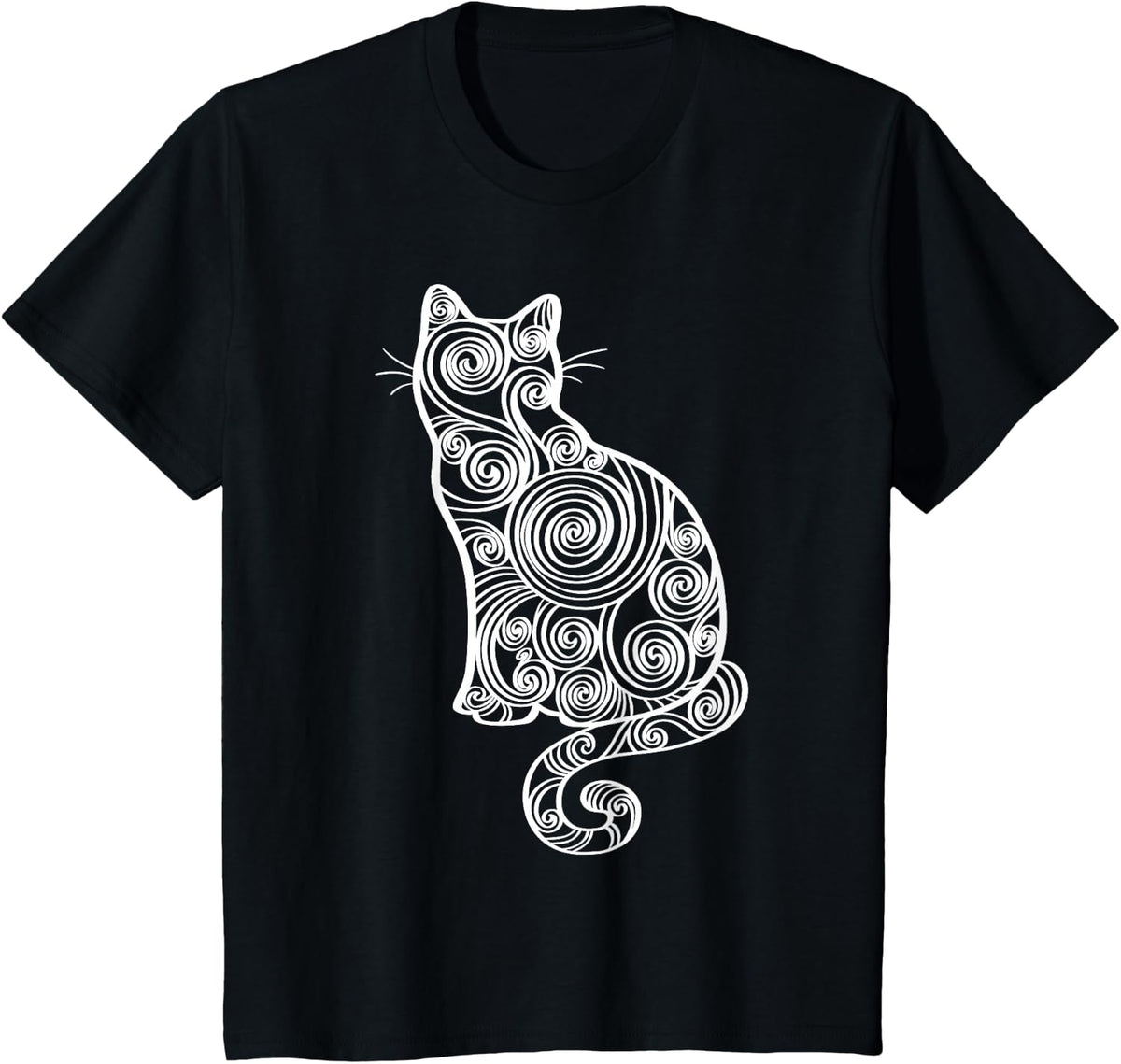 Abstract Cat Silhouette T-Shirt - Black