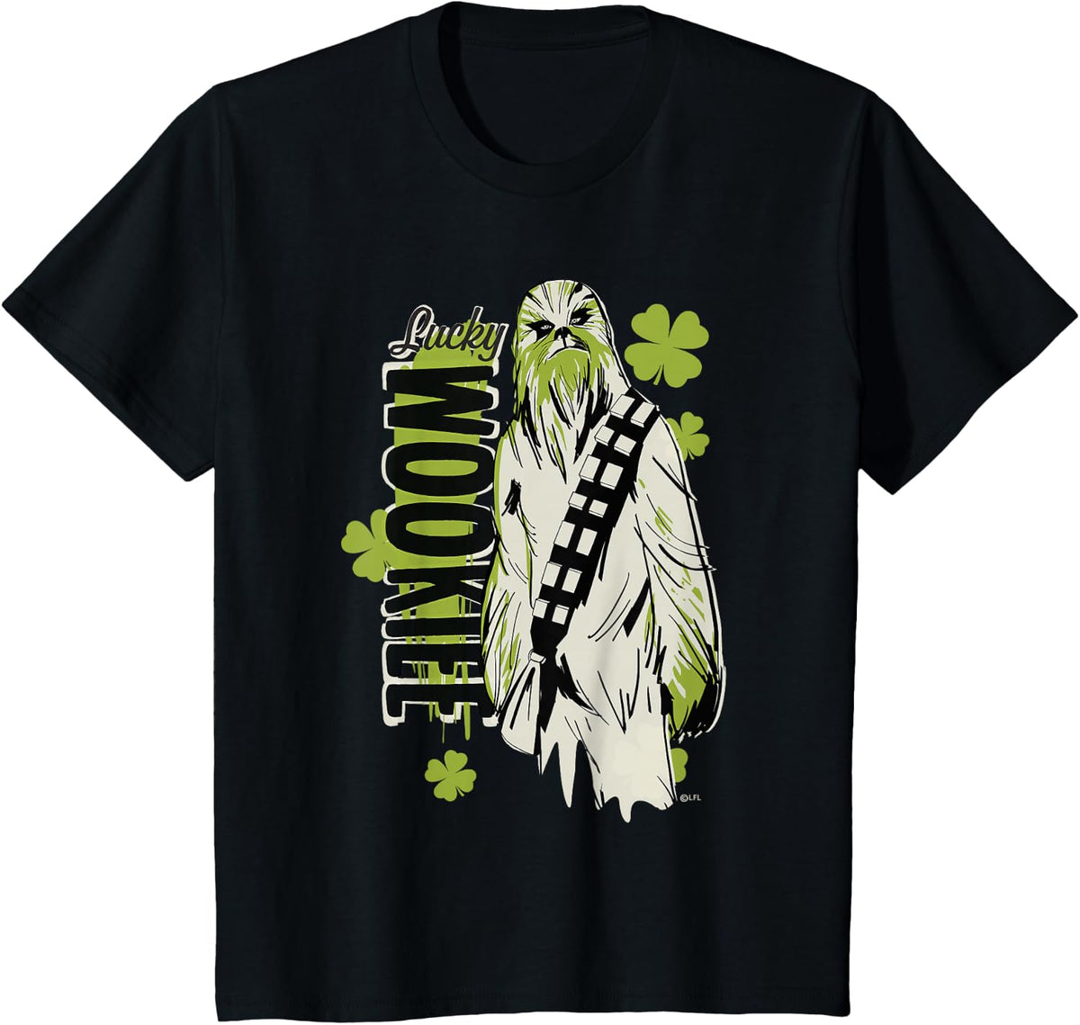 Star Wars Chewbacca Lucky Wookiee Shamrock St. Patrick's Day T-Shirt - Black
