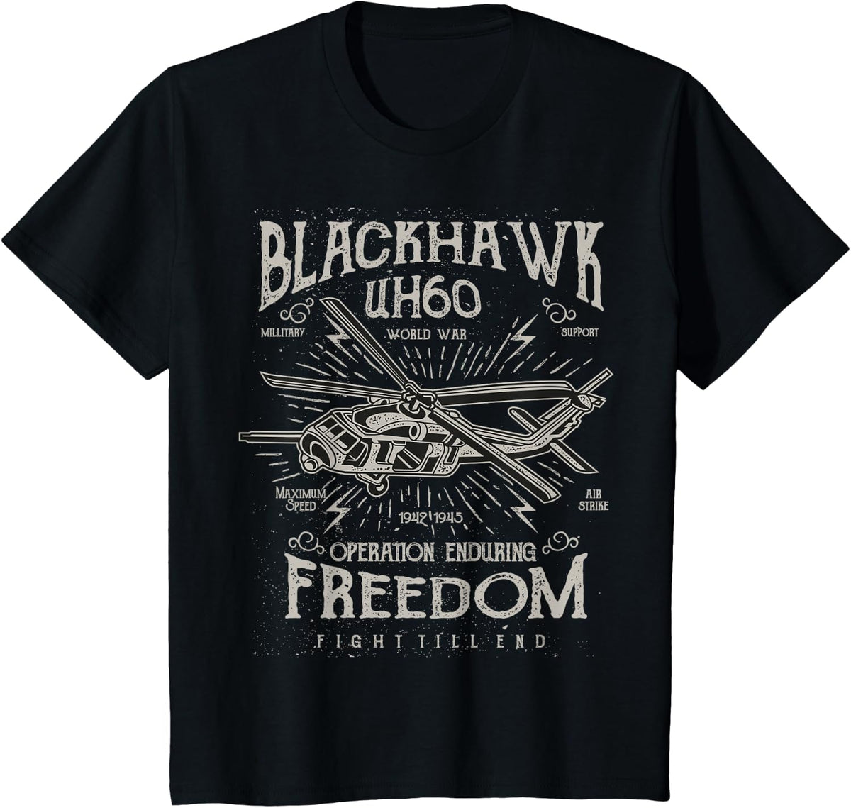 Air-Force Pilot Aviator Army T-Shirt USAF Black-Hawk T-Shirt - Black