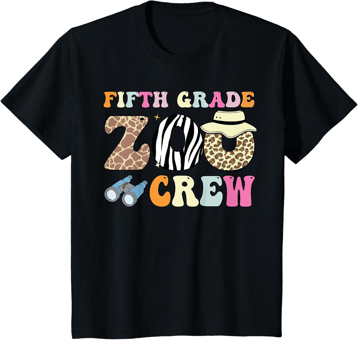 Fifth Grade Teacher Shirt For Field Trip, 5th Grade Team Zoo Crew Tee T-Shirt - Black