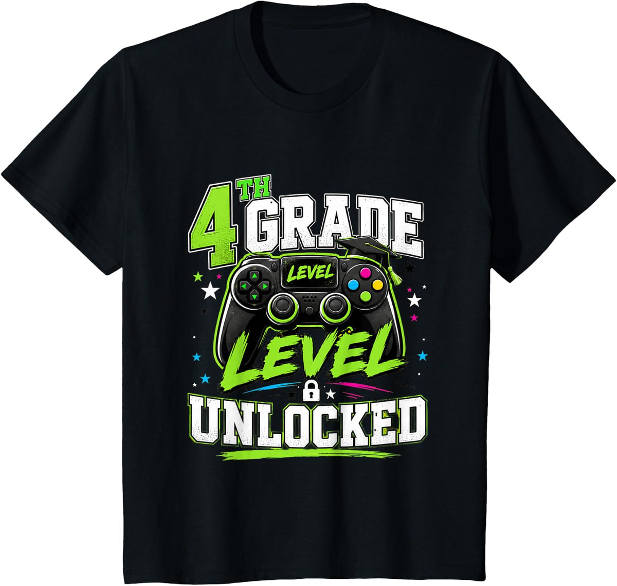 First Day of 4th Grade Shirt Boys Gaming Back to School Tees T-Shirts - Black