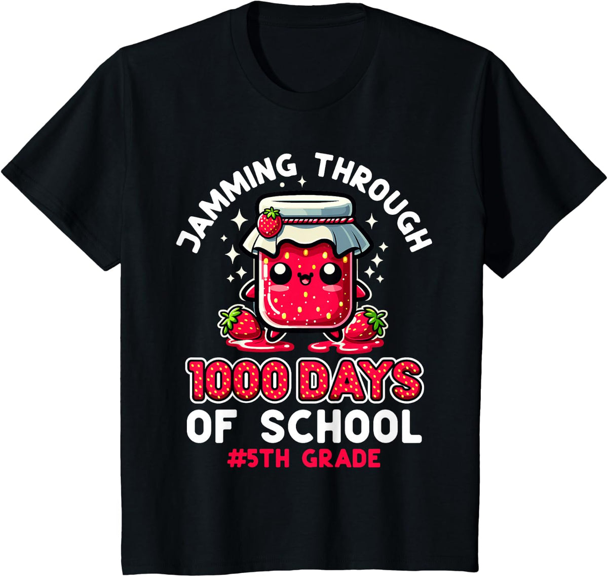 1000 Days Of School 5th Grade Student Pink 1000th Day T-Shirt - Black