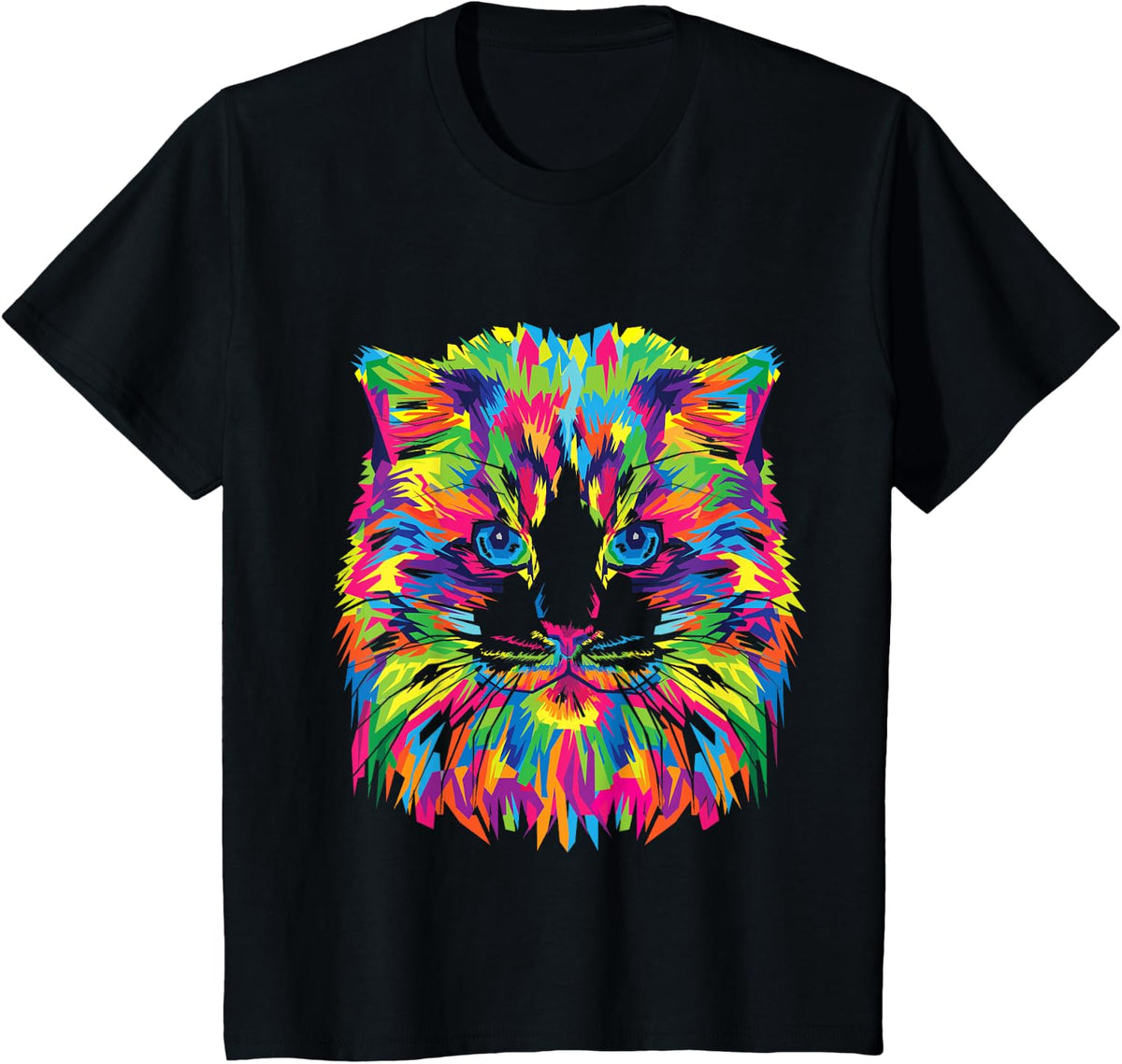 Colorful Maine Coon Cat T-Shirt T-Shirt - Black