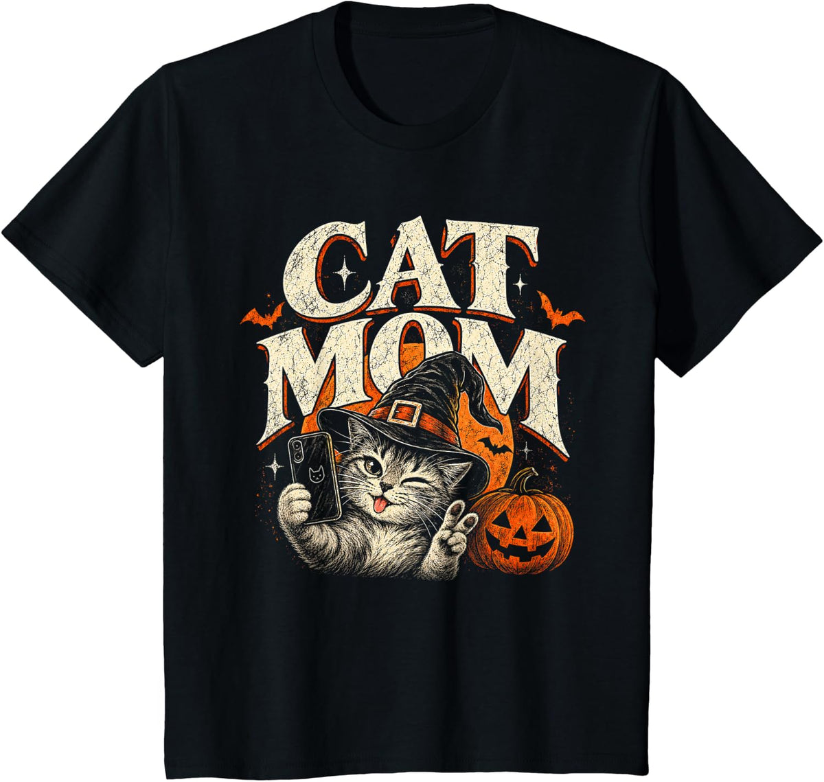 Halloween Cat Mom Pet Lover T-Shirt - Black