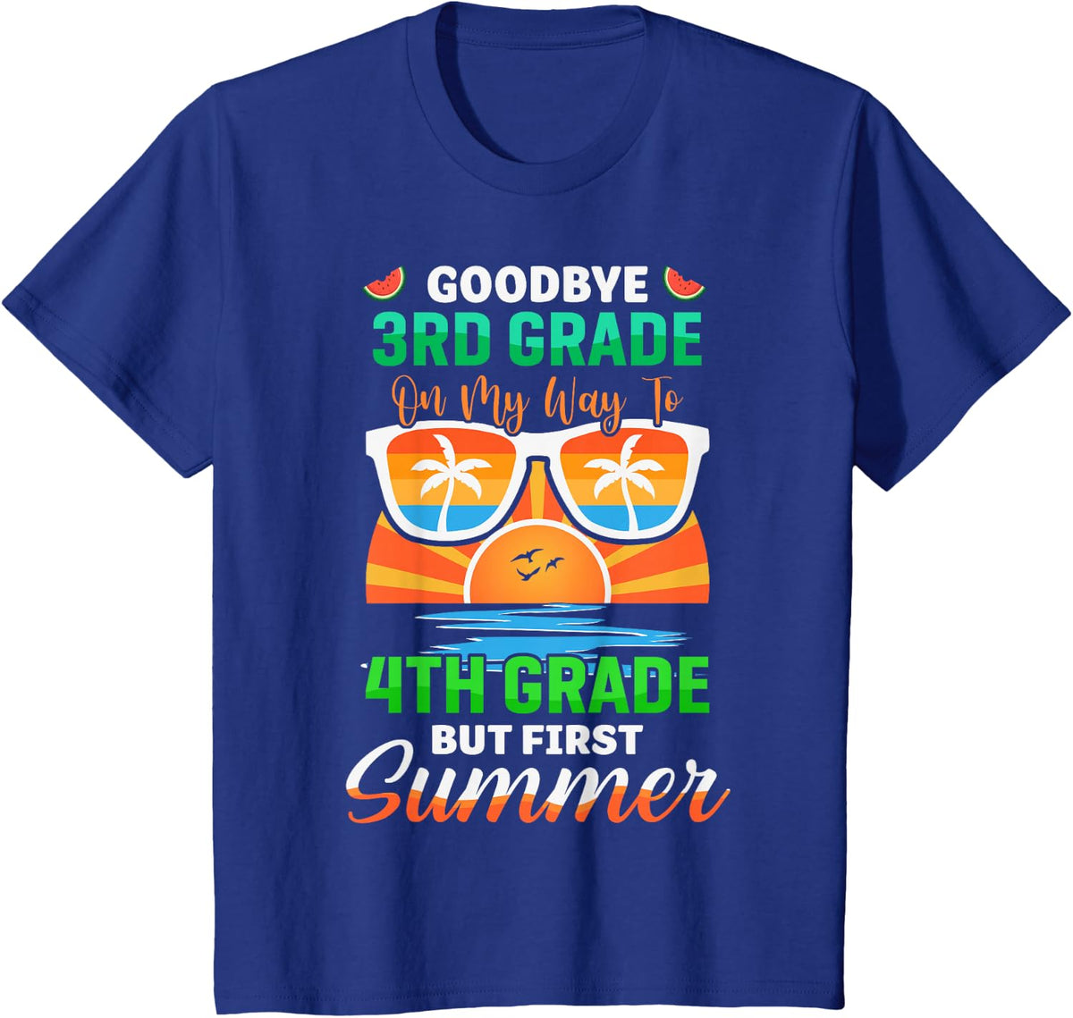Goodbye 3rd Grade Graduation To 4th Grade Hello Summer Kid T-Shirt - Royal Blue