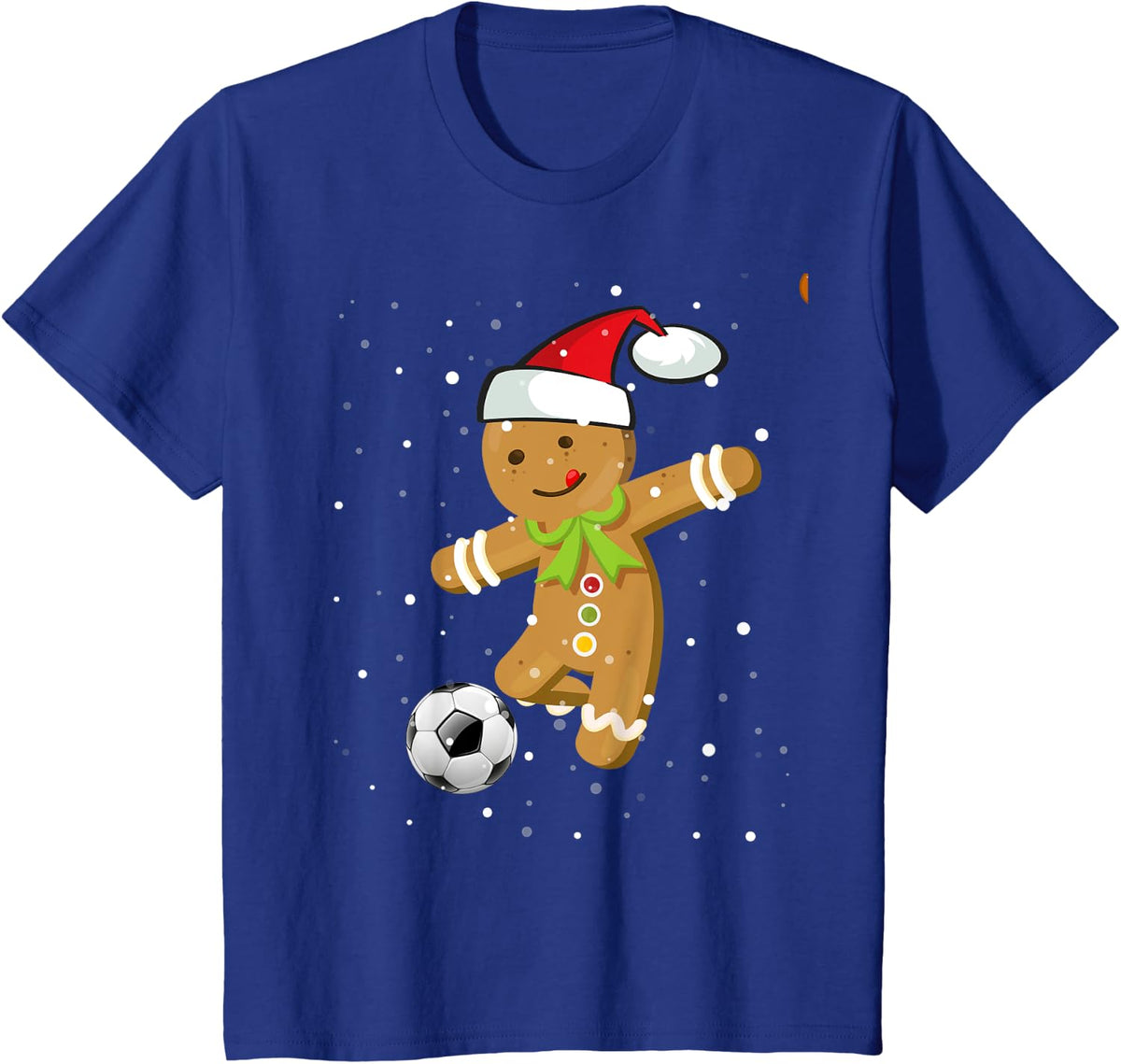 Christmas Football Soccer Gingerbread Player T-Shirt Tee for Holiday Sports Fans - Royal Blue