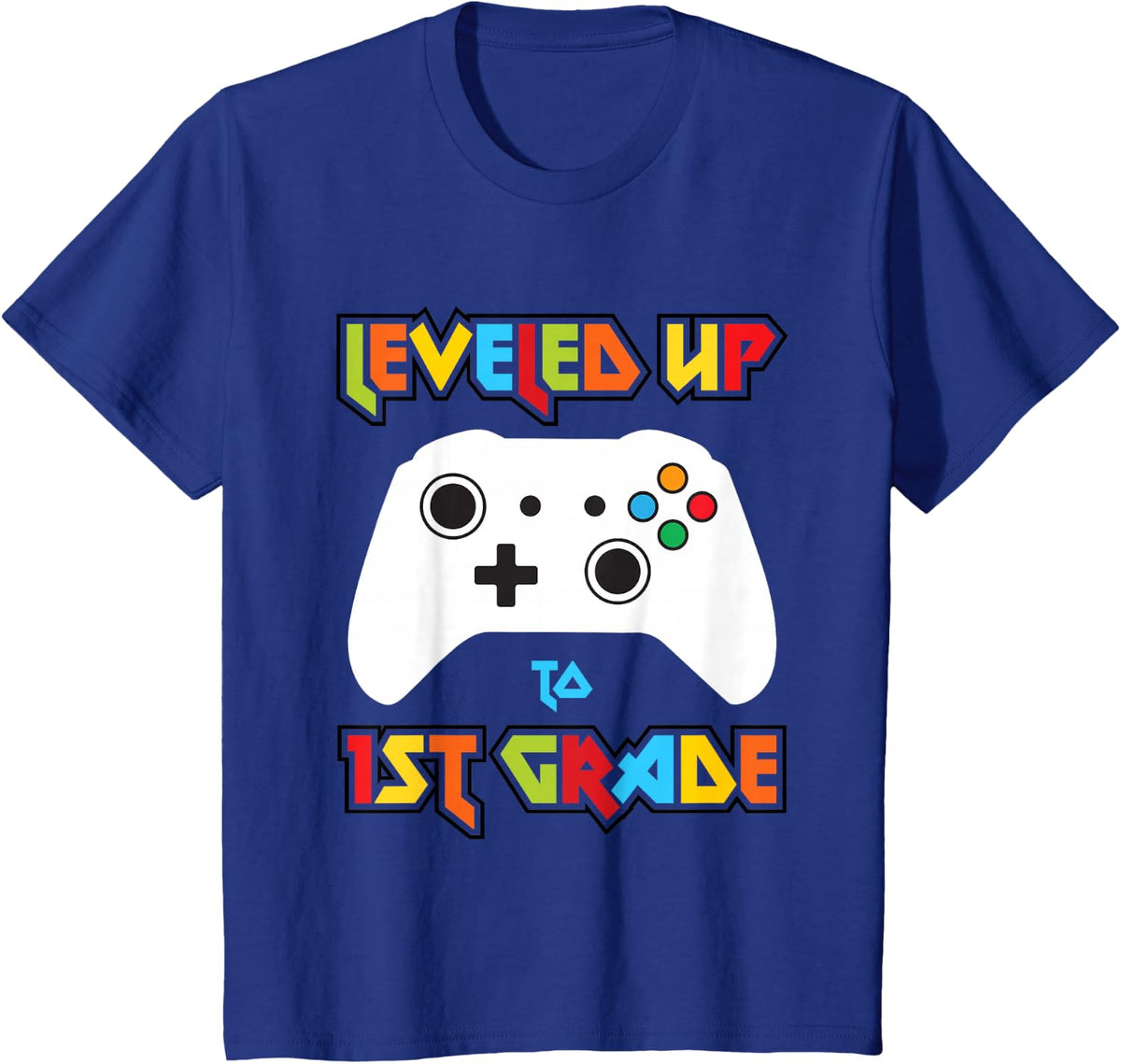 Leveled Up to 1st Grade Vintage Funny Gamer Back to School T-Shirt - Royal Blue