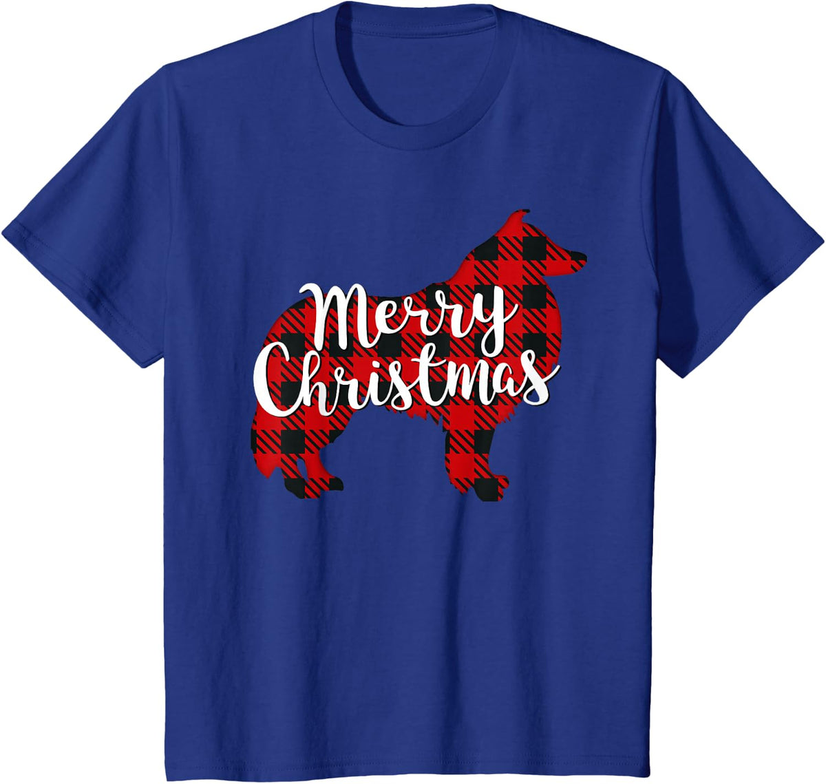 Sheltie Christmas Dog Mom Dad Plaid Gift T-Shirt - Royal Blue
