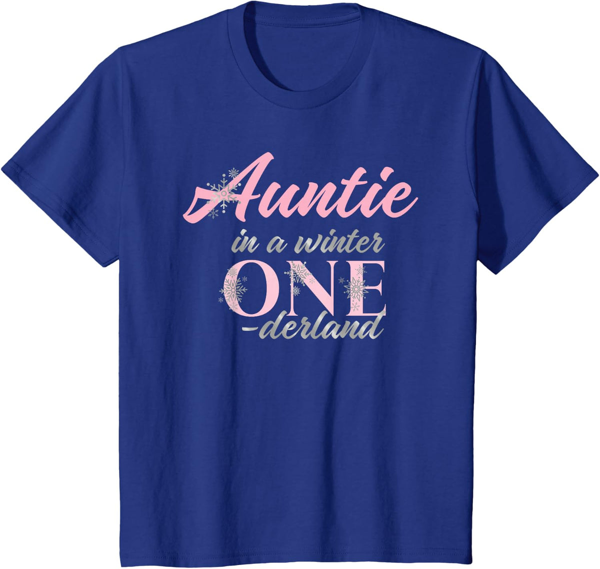Auntie Of The Birthday for Girl Winter Onederland 1st T-Shirt - Royal Blue