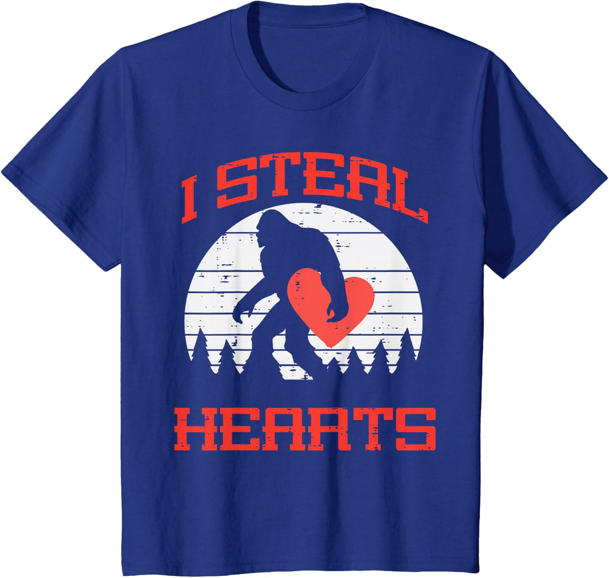 Valentines Day Bigfoot I Steal Hearts Sasquatch Men Boys Kid T-Shirt - Royal Blue