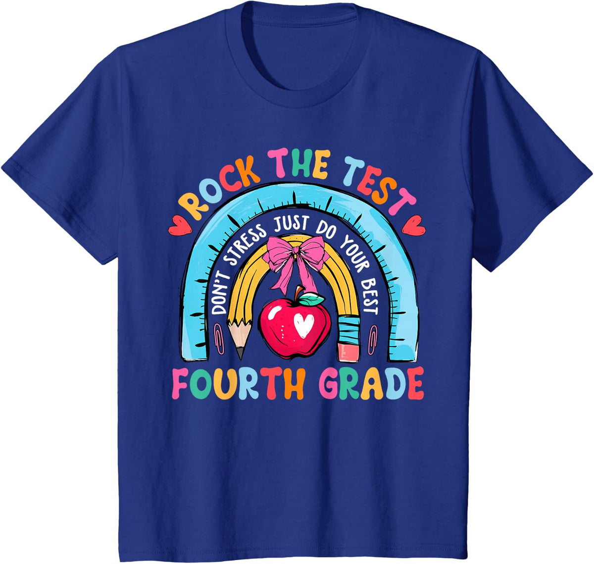 4th Grade Teacher Rock The Test Day Fourth Grade Testing Day T-Shirt - Royal Blue