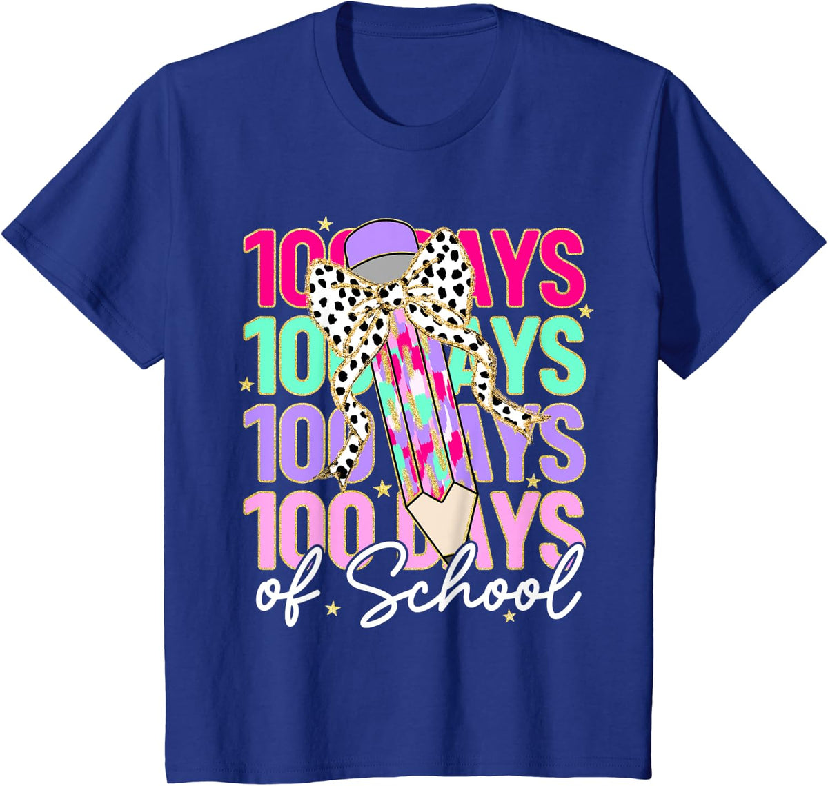 100 Days of School Teacher 100th Day of School Girls Kids T-Shirt - Royal Blue