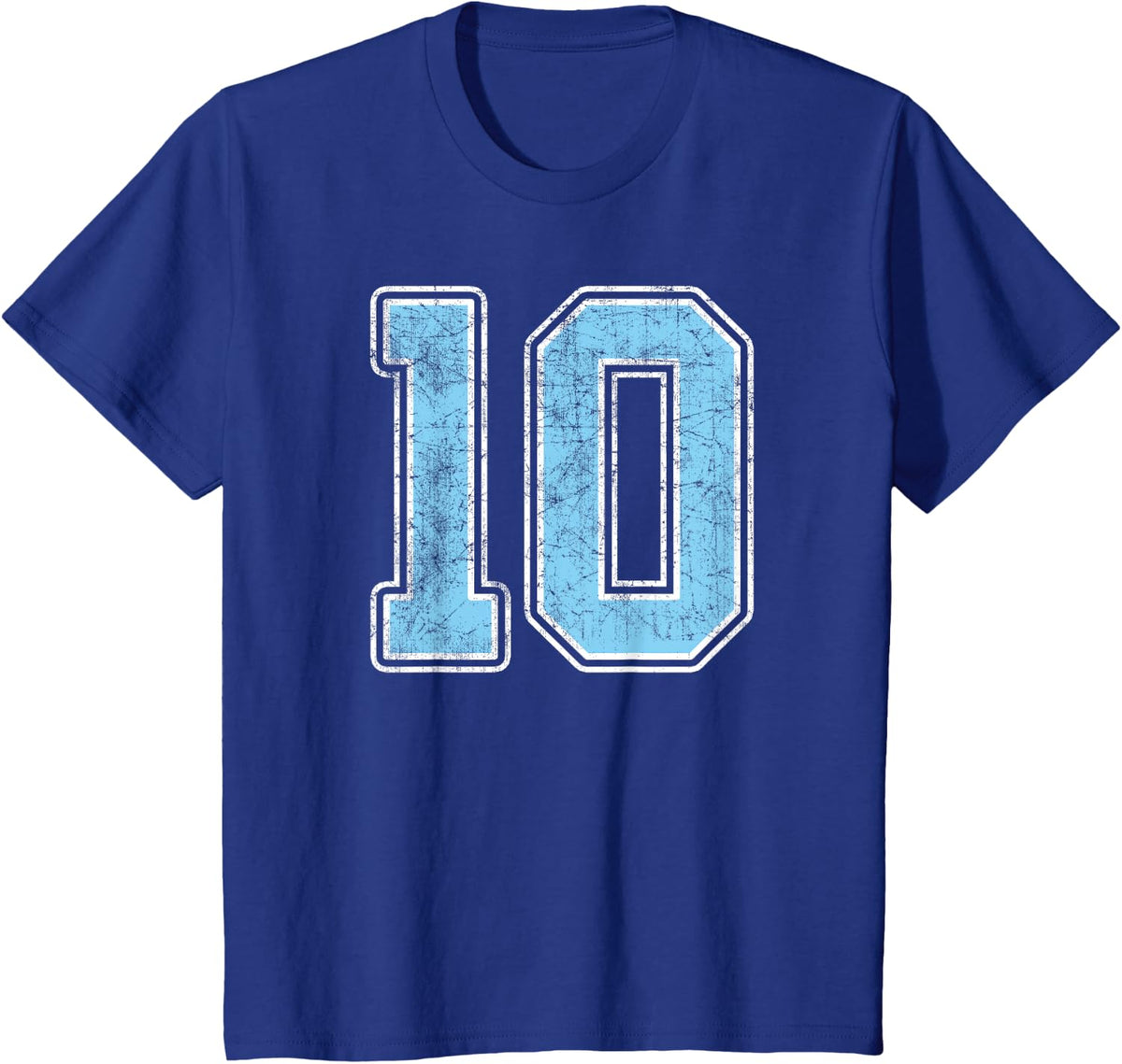 Baby Blue White Number 10 Jersey Player Uniform #10 T-Shirt - Royal Blue