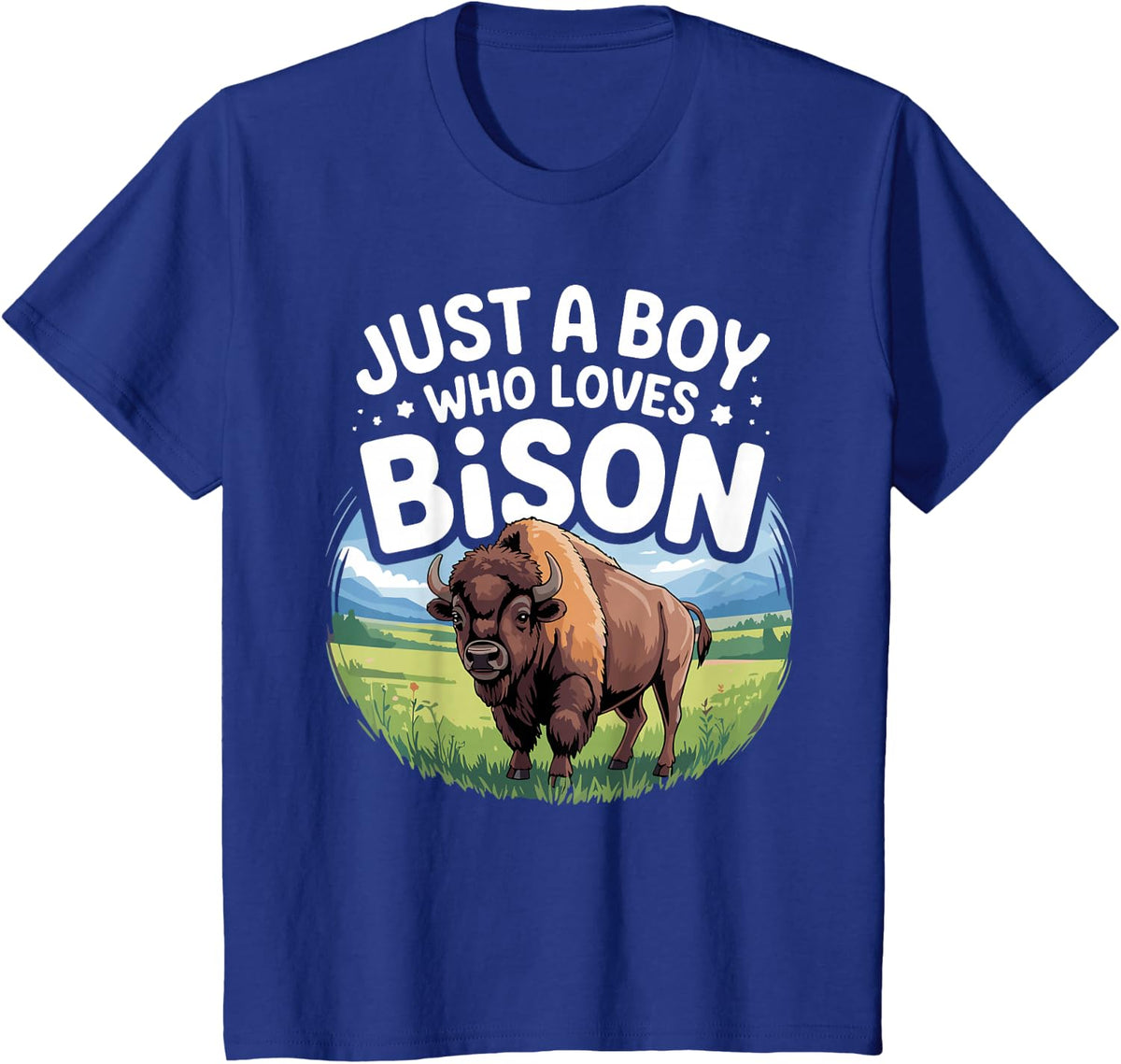 Cool Bison Design for Boys Men Wildlife Buffalo Lover Bison T-Shirt - Royal Blue