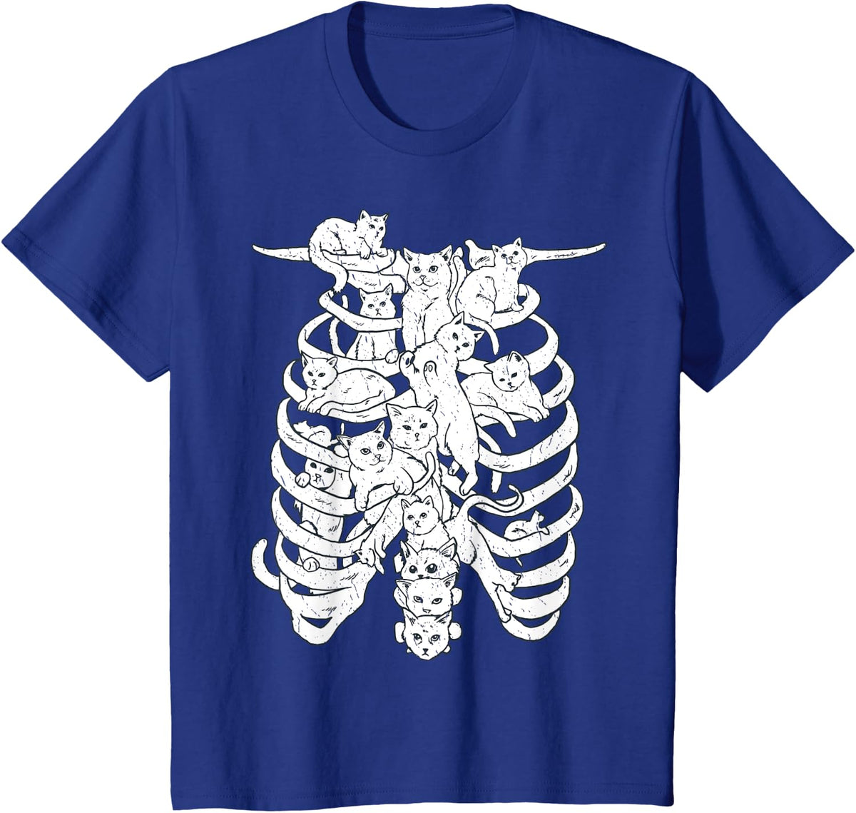Funny Cat Spine Skeleton Rib Cage Costume For Cat Lovers Men Women Kids T-Shirt - Royal Blue