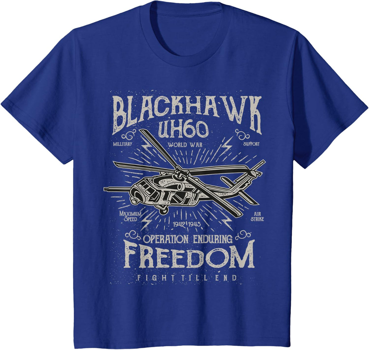 Air-Force Pilot Aviator Army T-Shirt USAF Black-Hawk T-Shirt - Royal Blue