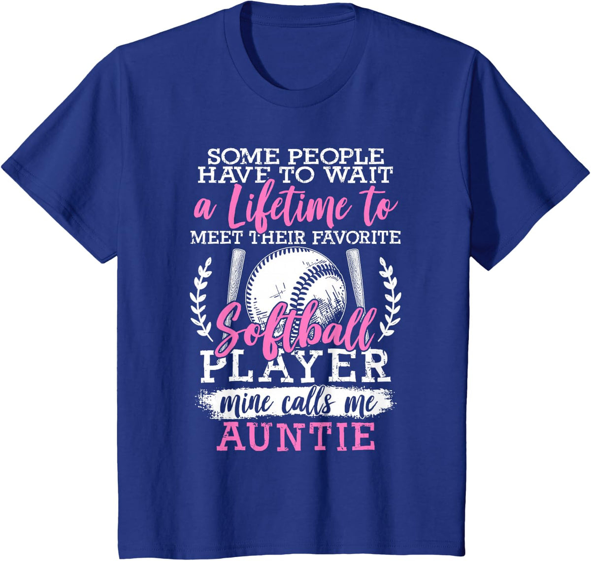 Softball Aunt of Softball Player Auntie Softball Fan T-Shirt - Royal Blue